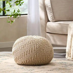 Hazel Indoor/Outdoor Cotton Knit Handcrafted Modern Fabric Pouf by Christopher Knight Home