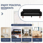 74 Velvet Futon Sofa Bed, Adjustable Backrest Convertible Loveseat Sleeper Couch with Tapered Wood Legs for Small Space