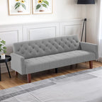 74 Velvet Futon Sofa Bed, Adjustable Backrest Convertible Loveseat Sleeper Couch with Tapered Wood Legs for Small Space