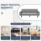 74 Velvet Futon Sofa Bed, Adjustable Backrest Convertible Loveseat Sleeper Couch with Tapered Wood Legs for Small Space