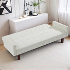 74 Velvet Futon Sofa Bed, Adjustable Backrest Convertible Loveseat Sleeper Couch with Tapered Wood Legs for Small Space