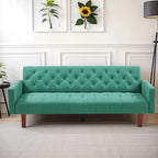 74 Velvet Futon Sofa Bed, Adjustable Backrest Convertible Loveseat Sleeper Couch with Tapered Wood Legs for Small Space