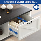 Moasis Farmhouse Coffee Table with Storage Cabinet and Open Shelf