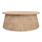 Kamari Rattan Coffee Table & Side/End Table w/ Wood Top