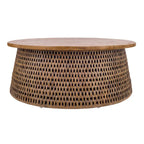 Kamari Rattan Coffee Table & Side/End Table w/ Wood Top