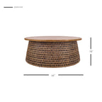 Kamari Rattan Coffee Table & Side/End Table w/ Wood Top