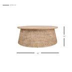 Kamari Rattan Coffee Table & Side/End Table w/ Wood Top