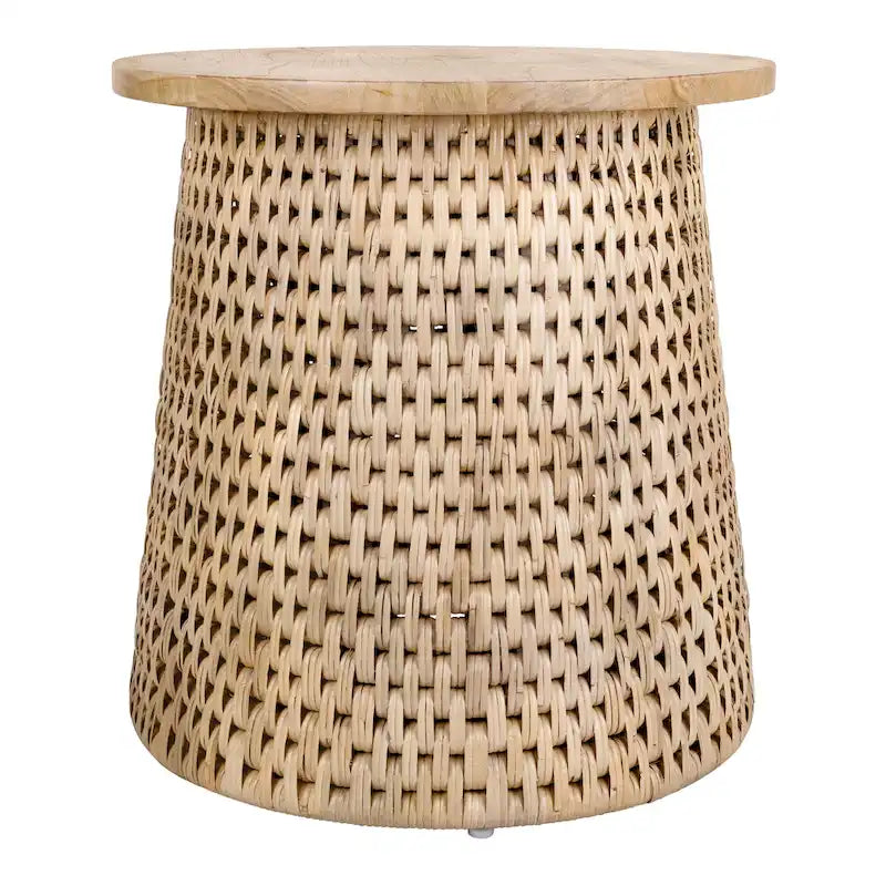 Kamari Rattan Coffee Table & Side/End Table w/ Wood Top
