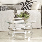 Nova Round Glass Top Vortex Iron Base Accent Table by iNSPIRE Q Bold