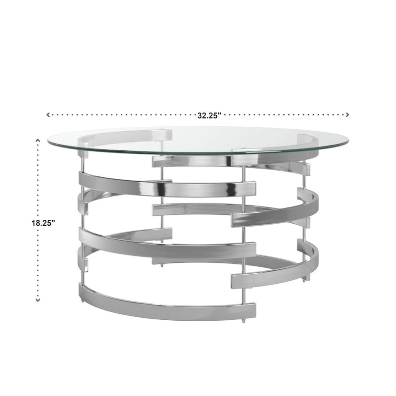Nova Round Glass Top Vortex Iron Base Accent Table by iNSPIRE Q Bold