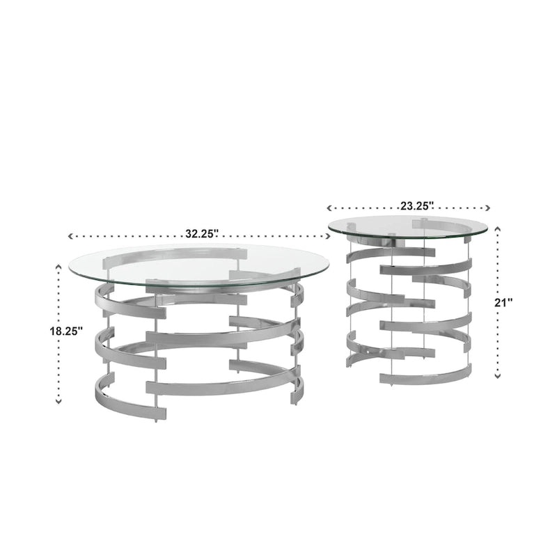 Nova Round Glass Top Vortex Iron Base Accent Table by iNSPIRE Q Bold