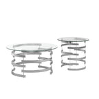 Nova Round Glass Top Vortex Iron Base Accent Table by iNSPIRE Q Bold