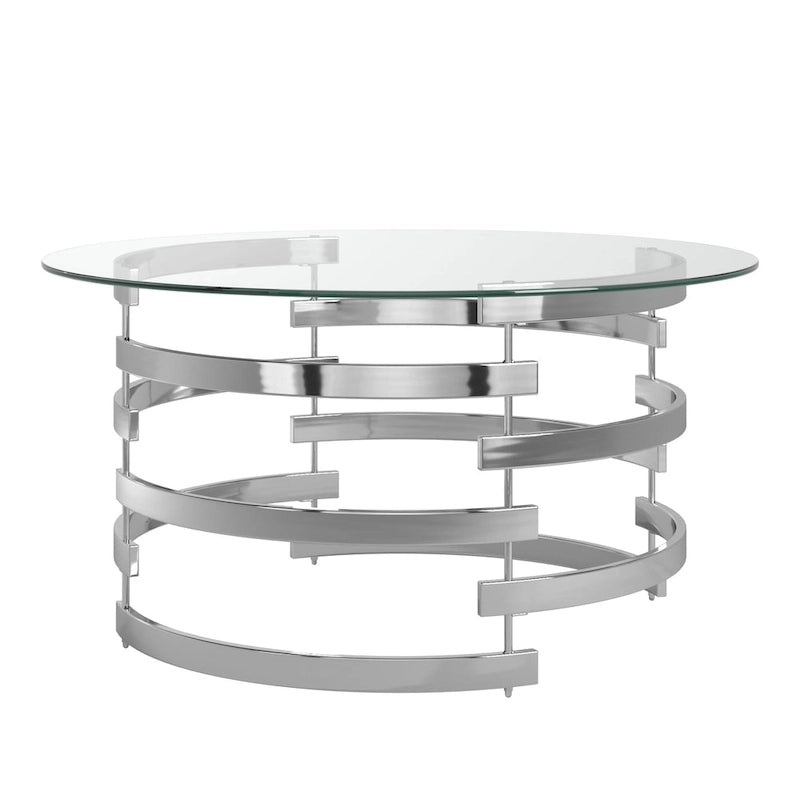 Nova Round Glass Top Vortex Iron Base Accent Table by iNSPIRE Q Bold
