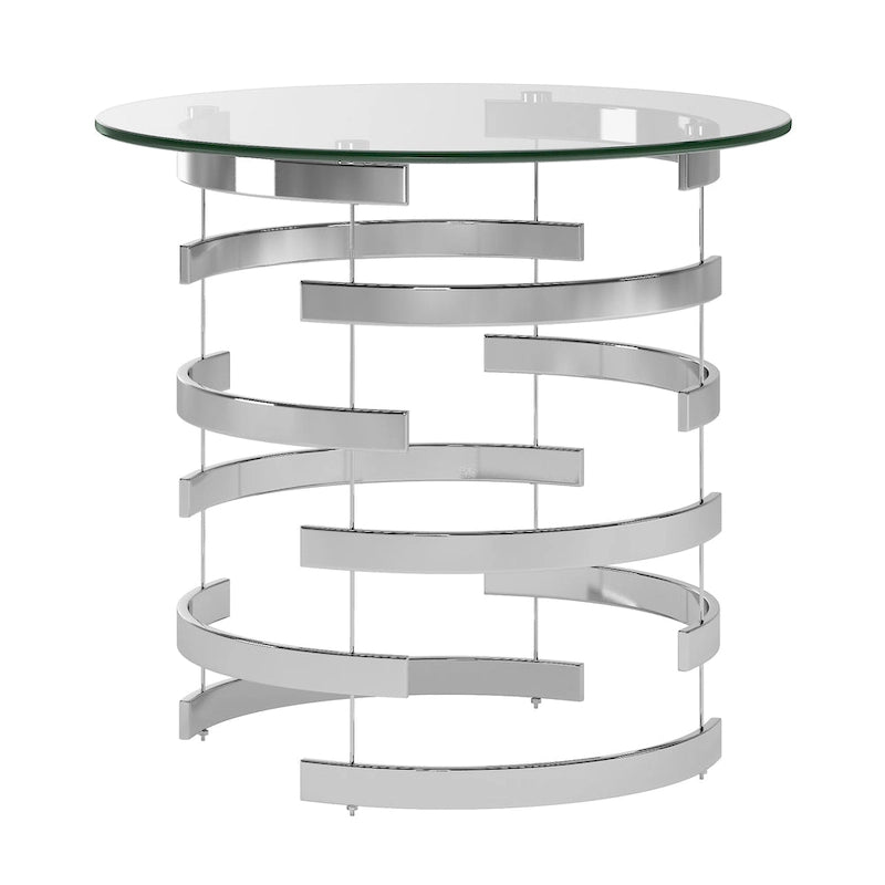 Nova Round Glass Top Vortex Iron Base Accent Table by iNSPIRE Q Bold