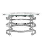 Nova Round Glass Top Vortex Iron Base Accent Table by iNSPIRE Q Bold