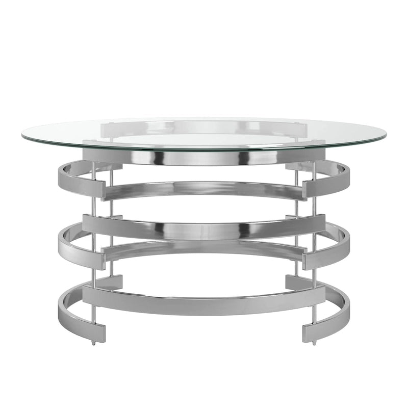 Nova Round Glass Top Vortex Iron Base Accent Table by iNSPIRE Q Bold