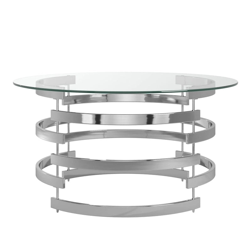 Nova Round Glass Top Vortex Iron Base Accent Table by iNSPIRE Q Bold