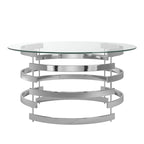 Nova Round Glass Top Vortex Iron Base Accent Table by iNSPIRE Q Bold