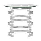 Nova Round Glass Top Vortex Iron Base Accent Table by iNSPIRE Q Bold