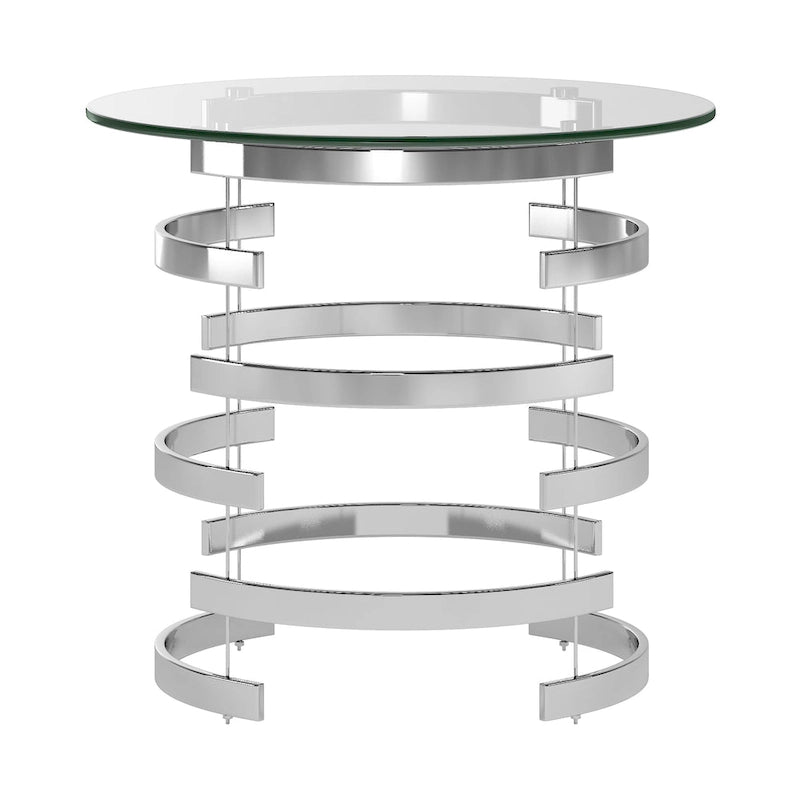 Nova Round Glass Top Vortex Iron Base Accent Table by iNSPIRE Q Bold