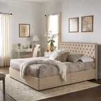 Arlert Nailhead Linen Headboard Storage Platform Bed by iNSPIRE Q Classic