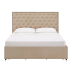 Arlert Nailhead Linen Headboard Storage Platform Bed by iNSPIRE Q Classic