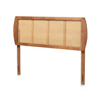 Harris Ash Walnut Wood and Synthetic Rattan Headboard
