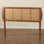 Harris Ash Walnut Wood and Synthetic Rattan Headboard