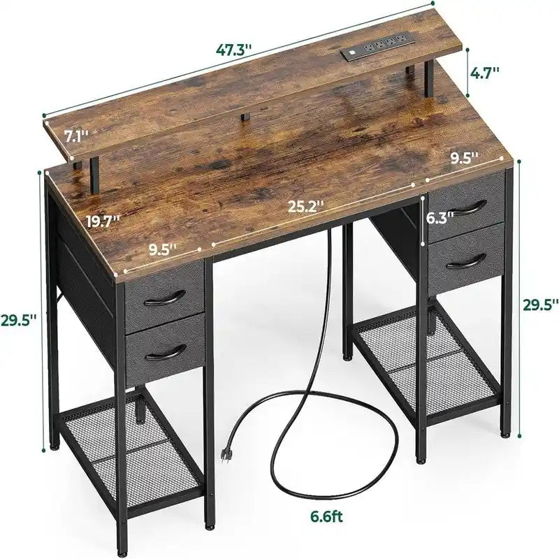 47 inch Computer Desk with 4 Drawers