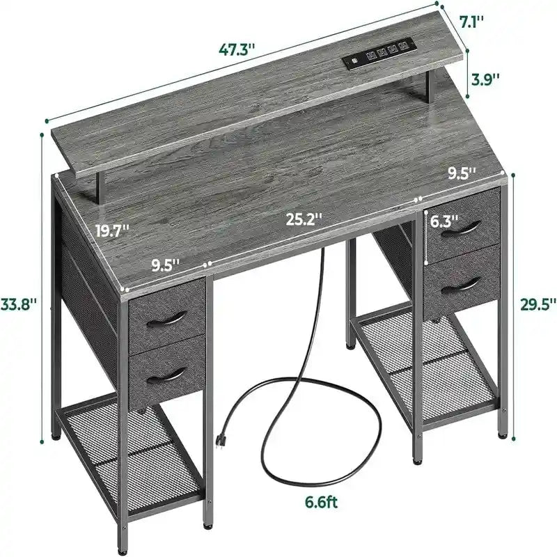 47 inch Computer Desk with 4 Drawers