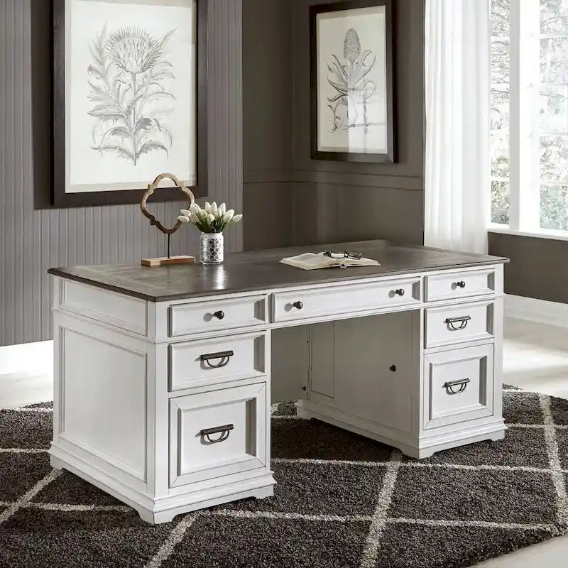 Allyson Park Wirebrushed White Charcoal Desk