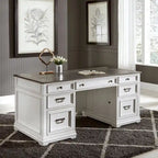 Allyson Park Wirebrushed White Charcoal Desk