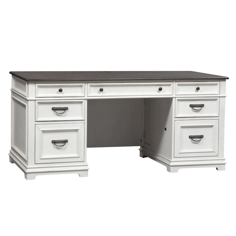 Allyson Park Wirebrushed White Charcoal Desk