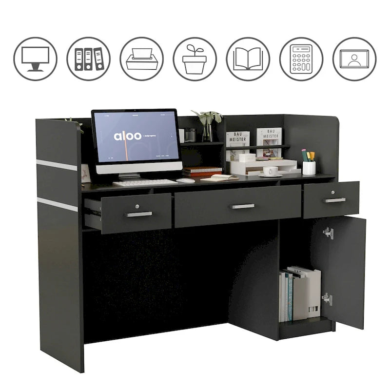 3-Drawer Reception Desk Reception Table Computer Writing Desk Working