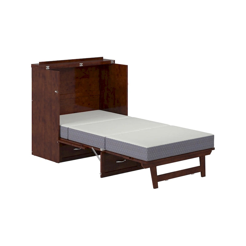 Northfield Twin XL Murphy Bed Chest with Mattress in Walnut