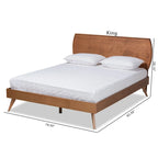 Aimi Mid-Century Walnut Brown Finished Wood Platform Bed
