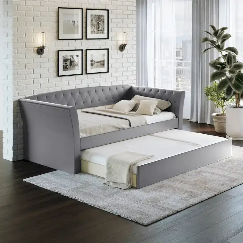 St. Ives Faux Leather Upholstered Day Bed with Trundle