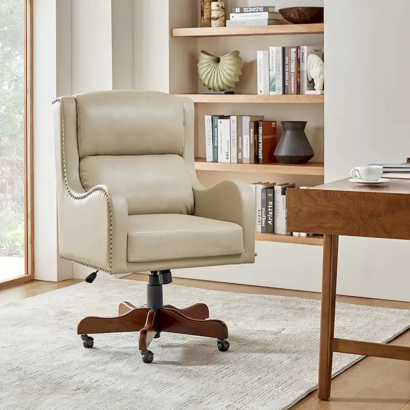 Pete Faux Leather Adjustable Height Swivel Executive Chair with Tilt Mechanism by HULALA HOME