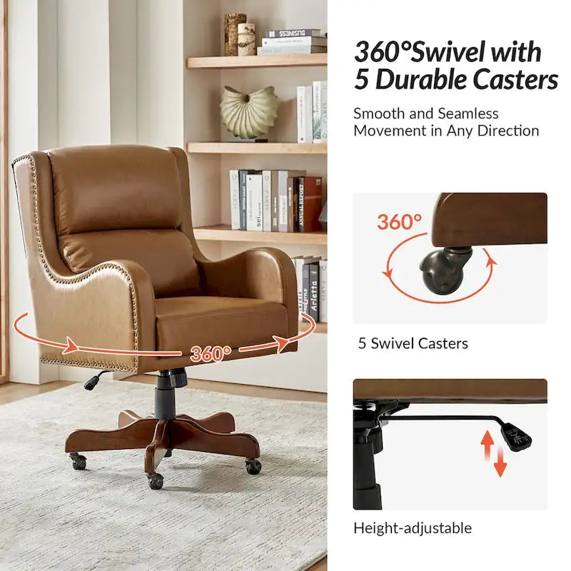 Pete Faux Leather Adjustable Height Swivel Executive Chair with Tilt Mechanism by HULALA HOME