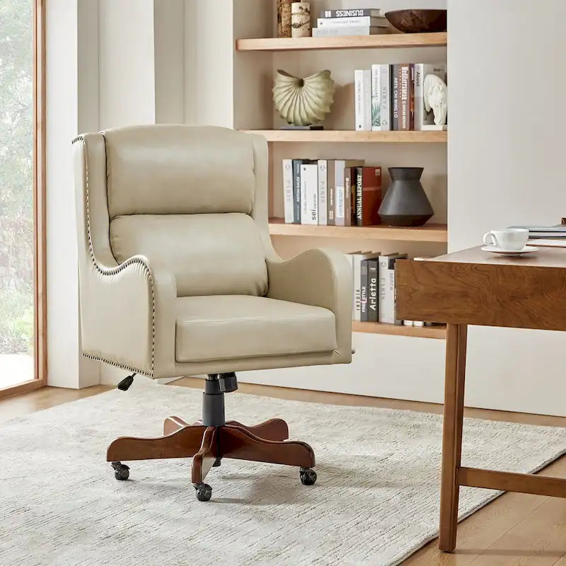 Pete Faux Leather Adjustable Height Swivel Executive Chair with Tilt Mechanism by HULALA HOME