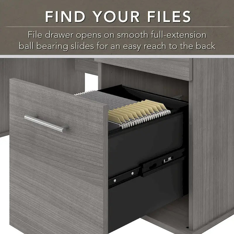 Somerset 60W Office Desk with Cabinet and 5 Shelf Bookcase