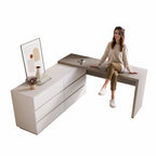 97.63 Modern Home Office Expandable Dresser Desk Combo with 6 Drawers