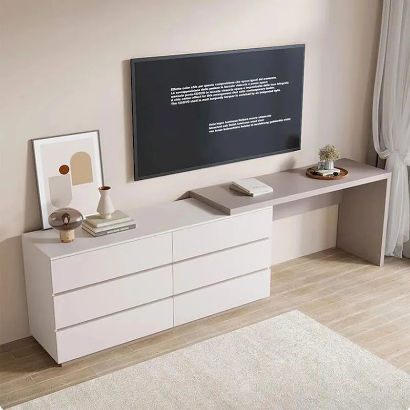 97.63 Modern Home Office Expandable Dresser Desk Combo with 6 Drawers