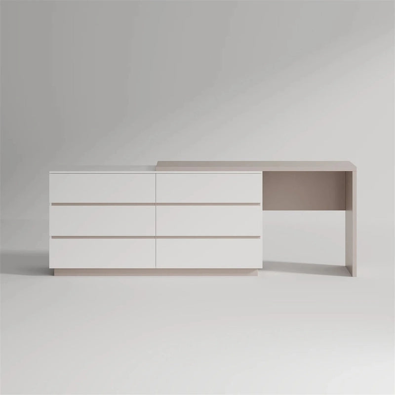 97.63 Modern Home Office Expandable Dresser Desk Combo with 6 Drawers