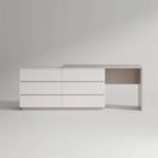 97.63 Modern Home Office Expandable Dresser Desk Combo with 6 Drawers