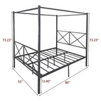 Metal Canopy Bed Frame, Platform Bed Frame Queen with X Shaped Frame Queen