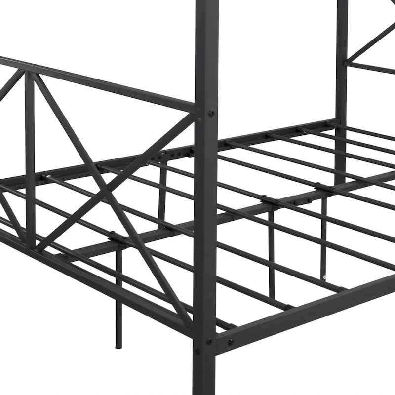 Metal Canopy Bed Frame, Platform Bed Frame Queen with X Shaped Frame Queen