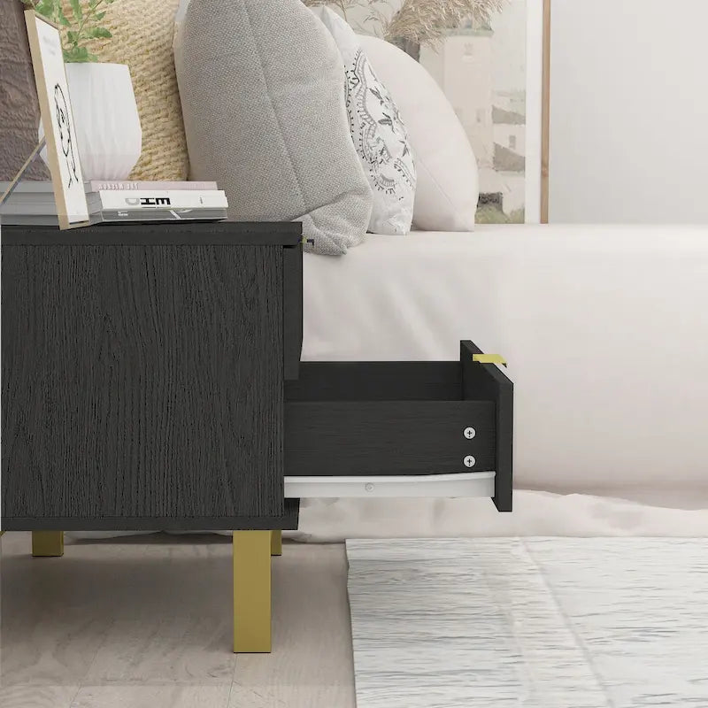 Modern Metal/ Chipboard 2-Drawer Nightstand