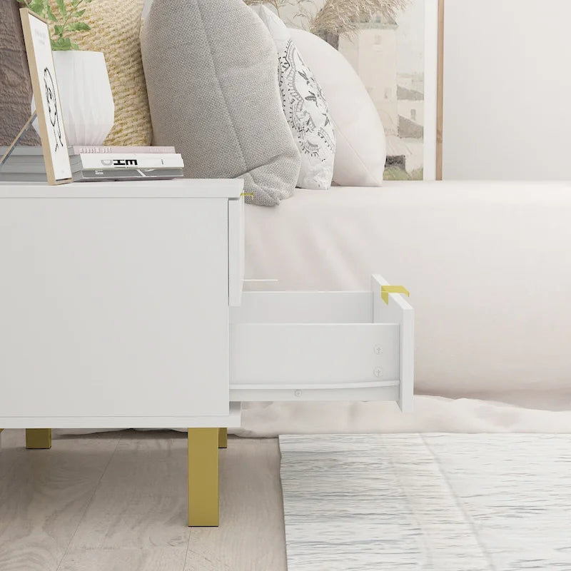 Modern Metal/ Chipboard 2-Drawer Nightstand