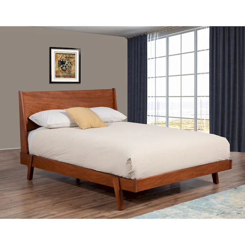 Alpine Furniture Dakota Wood Platform Bed in Acorn (Brown)